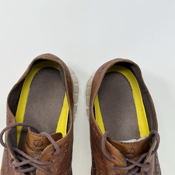 Cole Haan Zerogrand Wingtip Oxford Mens 13 M Brown Burnished Leather Shoes - Picture 13 of 16